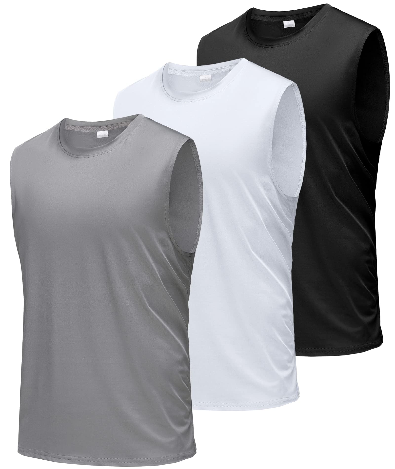 Photo 1 of Boyzn Men's 3 Pack Workout Tank Tops Gym Athletic Muscle Tee Bodybuilding Fitness Sleeveless T-Shirts Black/White/Grey-3P01-S