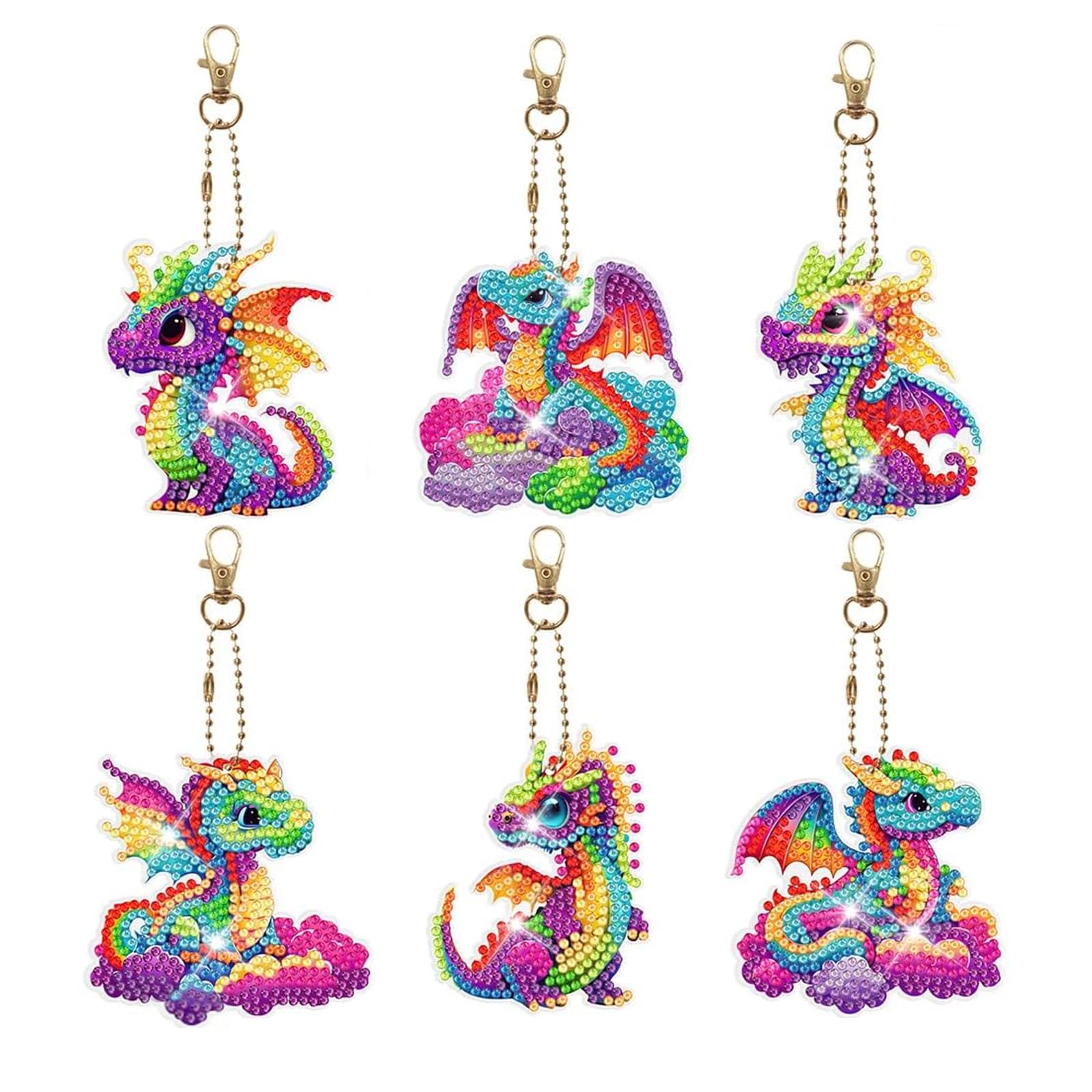 VARHHUXHA 5D DIY 6 Pieces Decorative Diamond Pendant Crystal Rhinestone Art Mosaic Diamond Set Gift