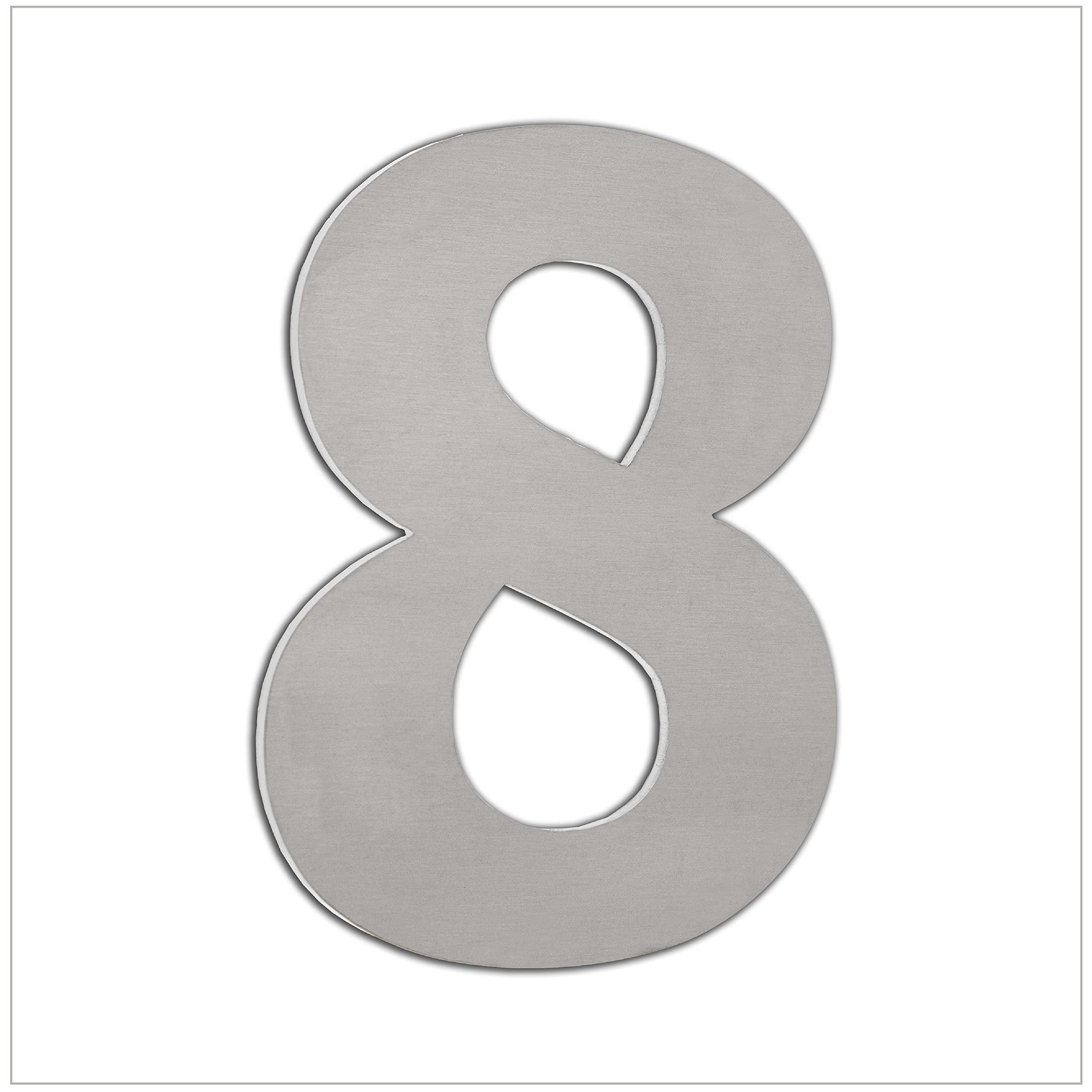 EVI Herrajes 640/120 - House Numbers "8" de 120 mm, finish matt inox Stainless Steel 304, Adhesive 3m