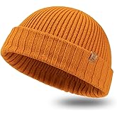 TOP-EX PolarWool™ 100% Merino Wool Short Fisherman Beanie Hats for Men Women Knit Skull Cap Cuffed Beanies Warm Winter Hats