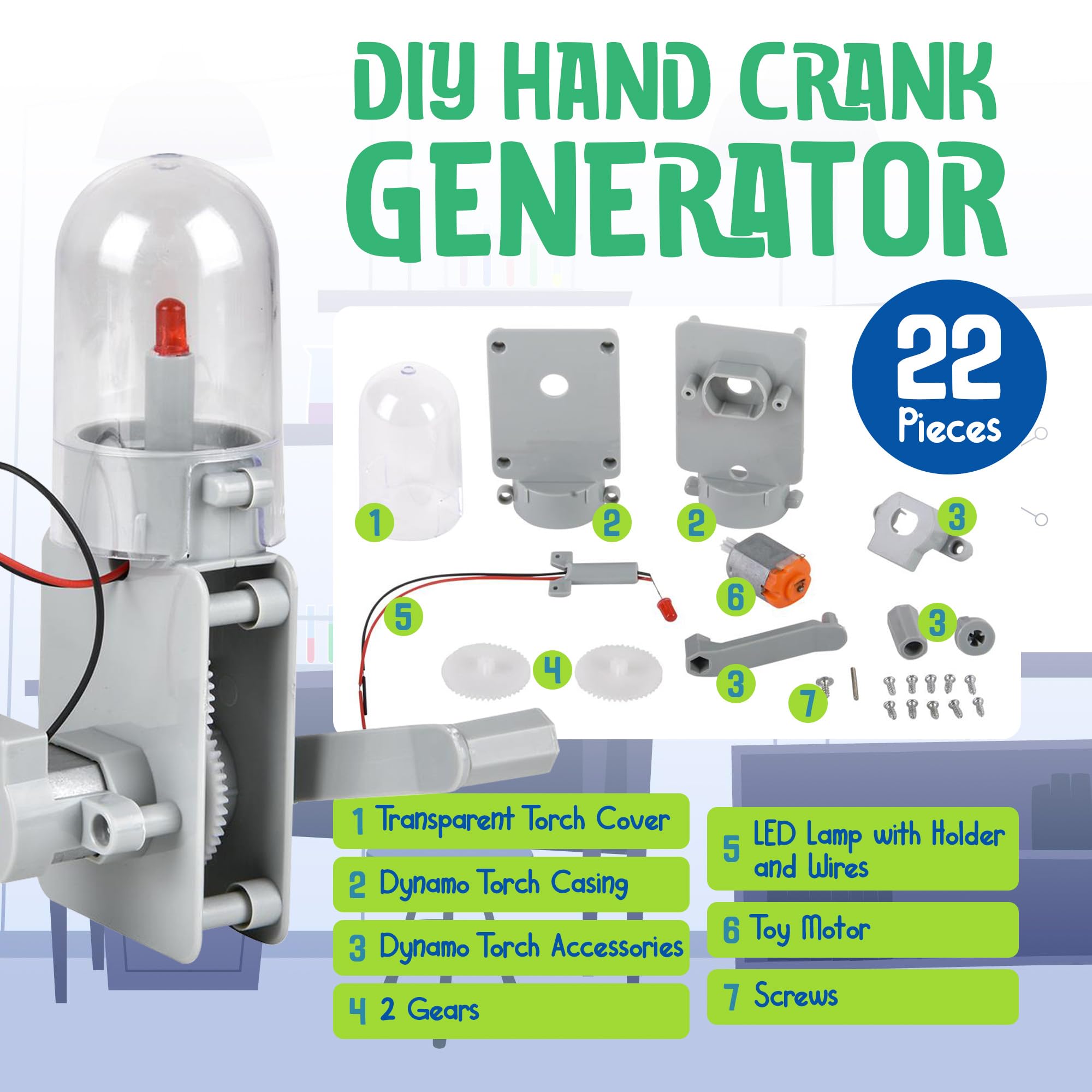 Mua Dynamo Science Kit, 22 Pcs DIY Hand Crank Generator Science ...