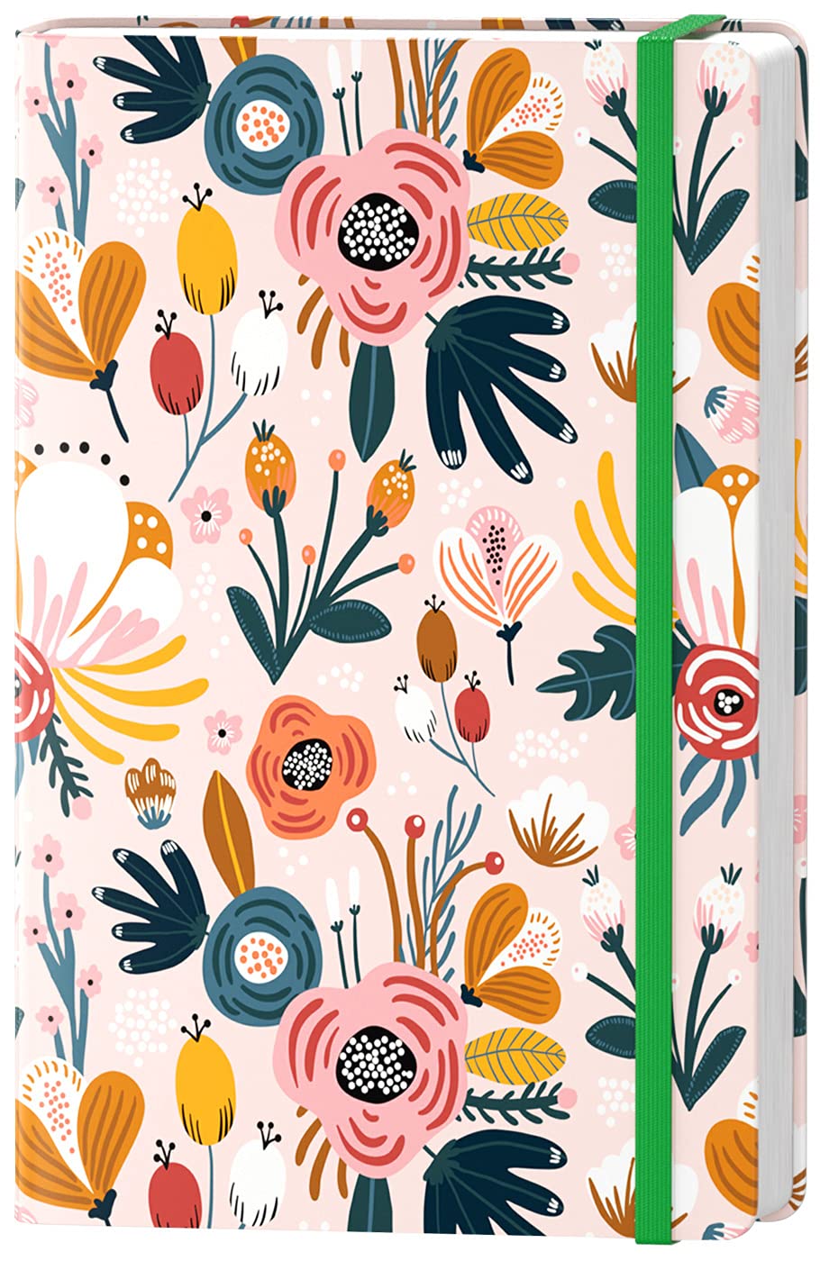 HUAMXE Lined Journal Notebook, Hardcover Journal for Women, Medium 5.7 x 8.4 in, 160 Pages Thick Paper, Cute Aesthetic Floral A5 Ruled Notebook for Writing Journaling Work School Office, Pink Flowers โ image 1