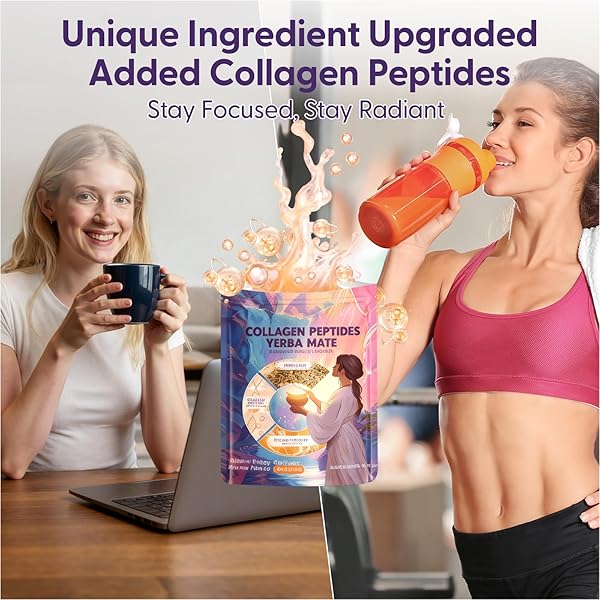YERBA MATE INSTANT TEA POWDER WITH COLLAGEN & VITAMIN C, CLEAN ENERGY FOR GLOWING SKIN & CRASH-FREE FOCUS, GUT HEALTH, SUPERFOOD BEAUTY DRINK LOW SUGAR CONTENT WITH NATURAL FRUIT EXTRACTS, KETO & PALEO, 30 SERVINGS