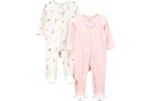 Simple Joys by Carter's Baby Girls' Cotton Footed Sleep and Play, Pack of 2
