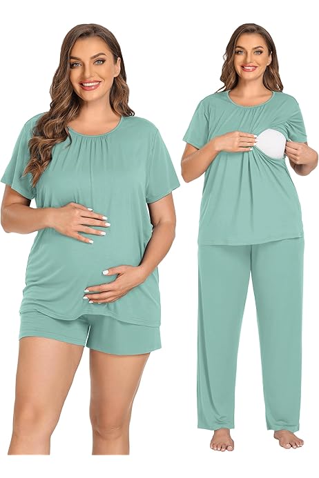 Pregnancy Outfit Ekouaer Women's Maternity Nursing Pajamas Set