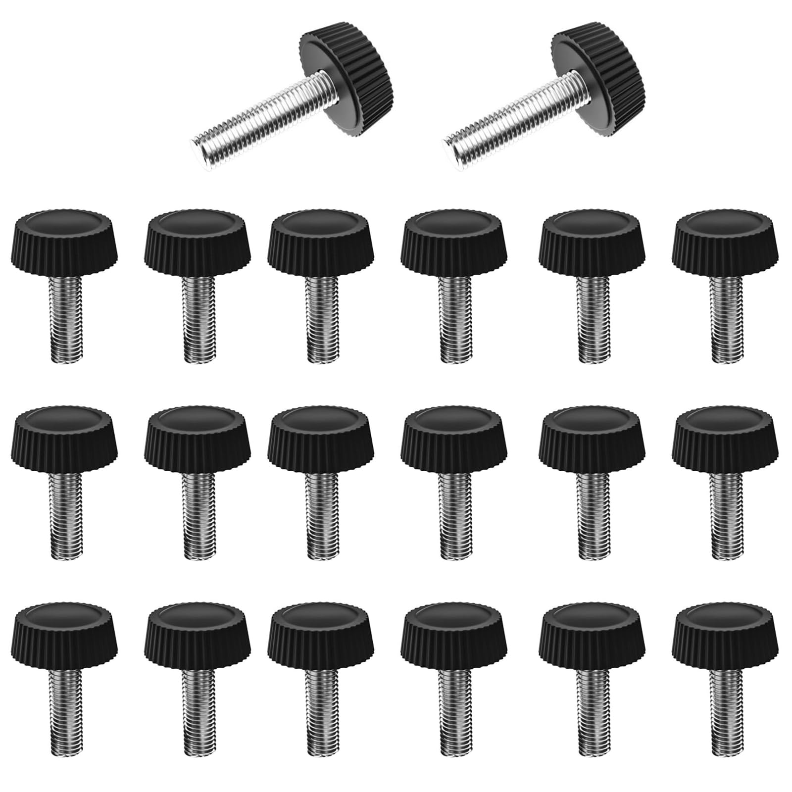 M5 x 10mm Knurled Thumb Screws, Metric Male Thread Grip Knobs, Carbon Steel Hand Bolts, Black Fasteners for Furniture, Electronic, Machine, Pack of 30