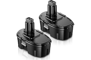 JUNWOOD 2Pack 5000Ah Ni-Mh Replacement for Dewalt 18V Battery Compatible with DC9098 DC9096 DC9099 DC970 DW9095 DW9096 DW9098 DW9099 DE9039 DE9095 DE9096 DE9098