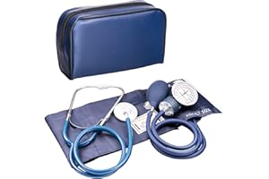NOVAMEDIC Adult Size Blue Manual Blood Pressure Machine and Stethoscope Kit, BP Monitor with Adjustable Upper Arm Cuff for Monitoring High Blood Pressure, Includes Carrying Case