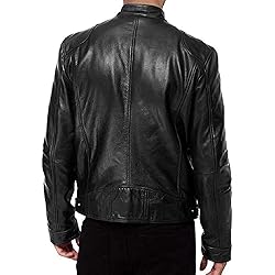SWJGLITTR Men Slim Fit Motorcyle Leather Jacket