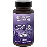 Host Defense MycoBenefits Focus Capsules - Mushroom Supplement for Brain Health Support - Neurological Function Aid for Adults - Includes Lion's Mane, Reishi & B Vitamins - 60 Capsules (30 Servings)