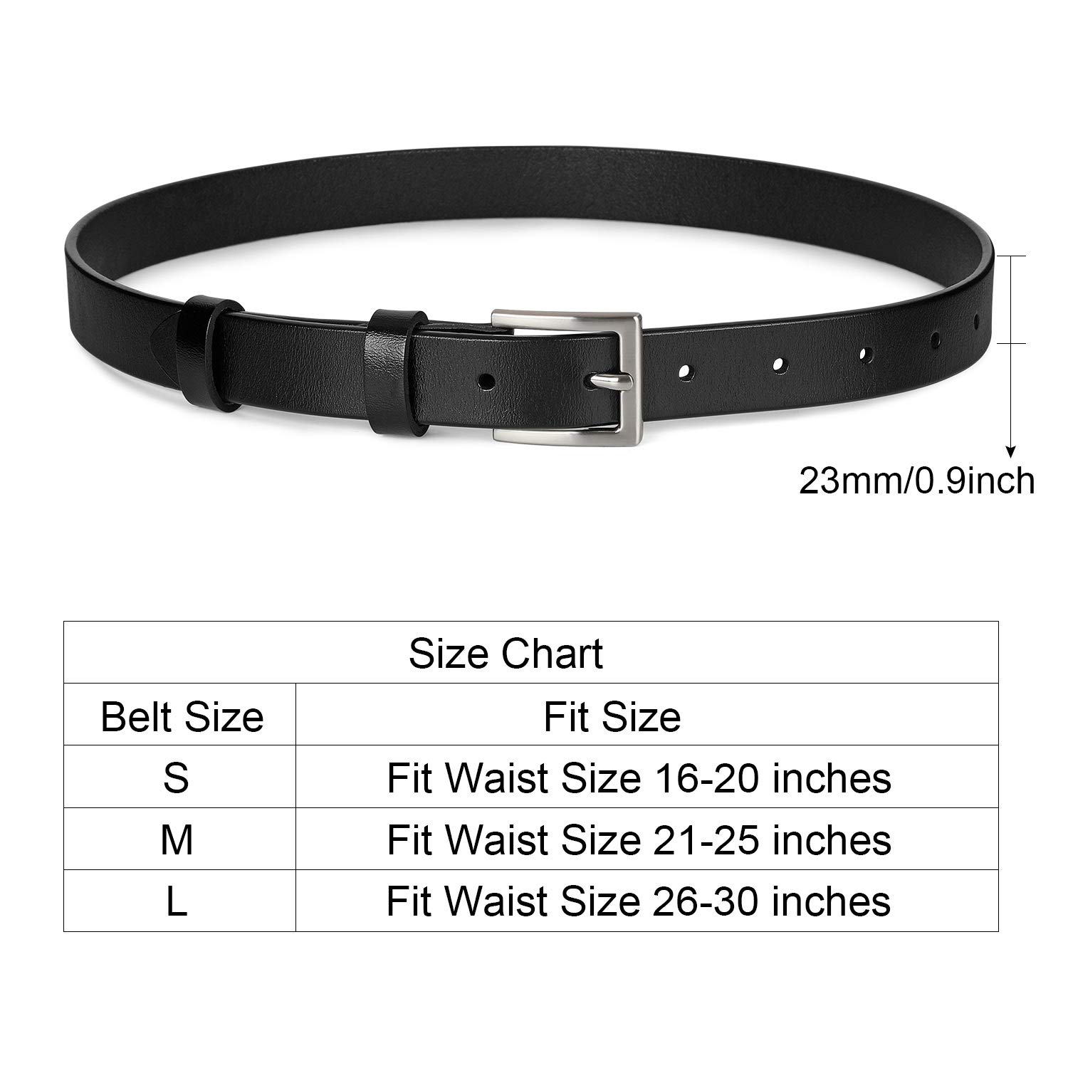 Black Leather Belts for Boys BALTEUS Designer Western Children Big Kids Belt (Fit Waist 16-20 Inches)