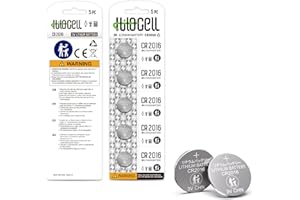 hilocell CR2016 Lithium 3V Coin Battery 5 Pack, 3 Volt CR 2016 Button Cell Batteries, Long-Lasting High Capacity 2016 Battery with 10-Year Shelf Life - 5 Count
