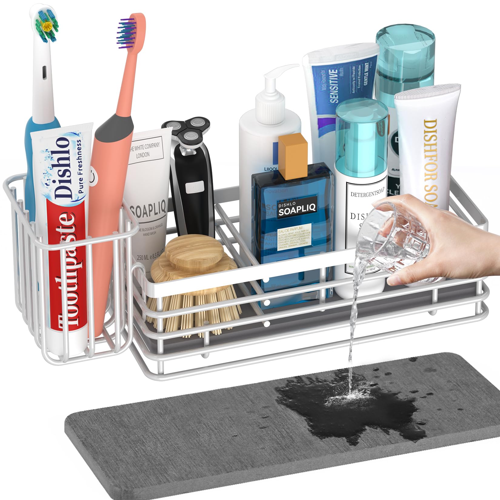 Photo 1 of SEE NOTES PICTURE……Yofidra Sponge Holder for Kitchen Sink Organizer Caddy: Sink Sponge with Instant Drying Stone, Metal Stainless Steel Basket Home Decor Storage and Organization Accessories 9.5" X 3.5" X 5.2" (White)