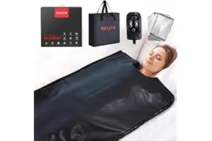 RRGFB Infrared Sauna Blanket, Far Infrared Heating for Weight Loss, Detox, Recovery, 9 Heat Levels, Portable Sauna Blanket for Home with Fast Heat-Up & Travel Bag (Flame-Retardant PU Leather)