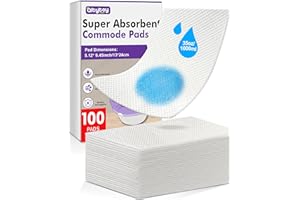 QLTYTOY 100 Commode Absorbent Pads for Bedside Commode Liners, Disposable Commode Liners Pads with Absorbent Gel, Portable Potty Liner Pads for Toilet Bags Bedpans