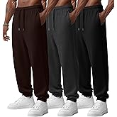 Huukeay 3 Pack Men's Sweatpants Lightweight Drawstring Joggers with Pockets Elastic Waist Workout Gym Running Lounge Pants