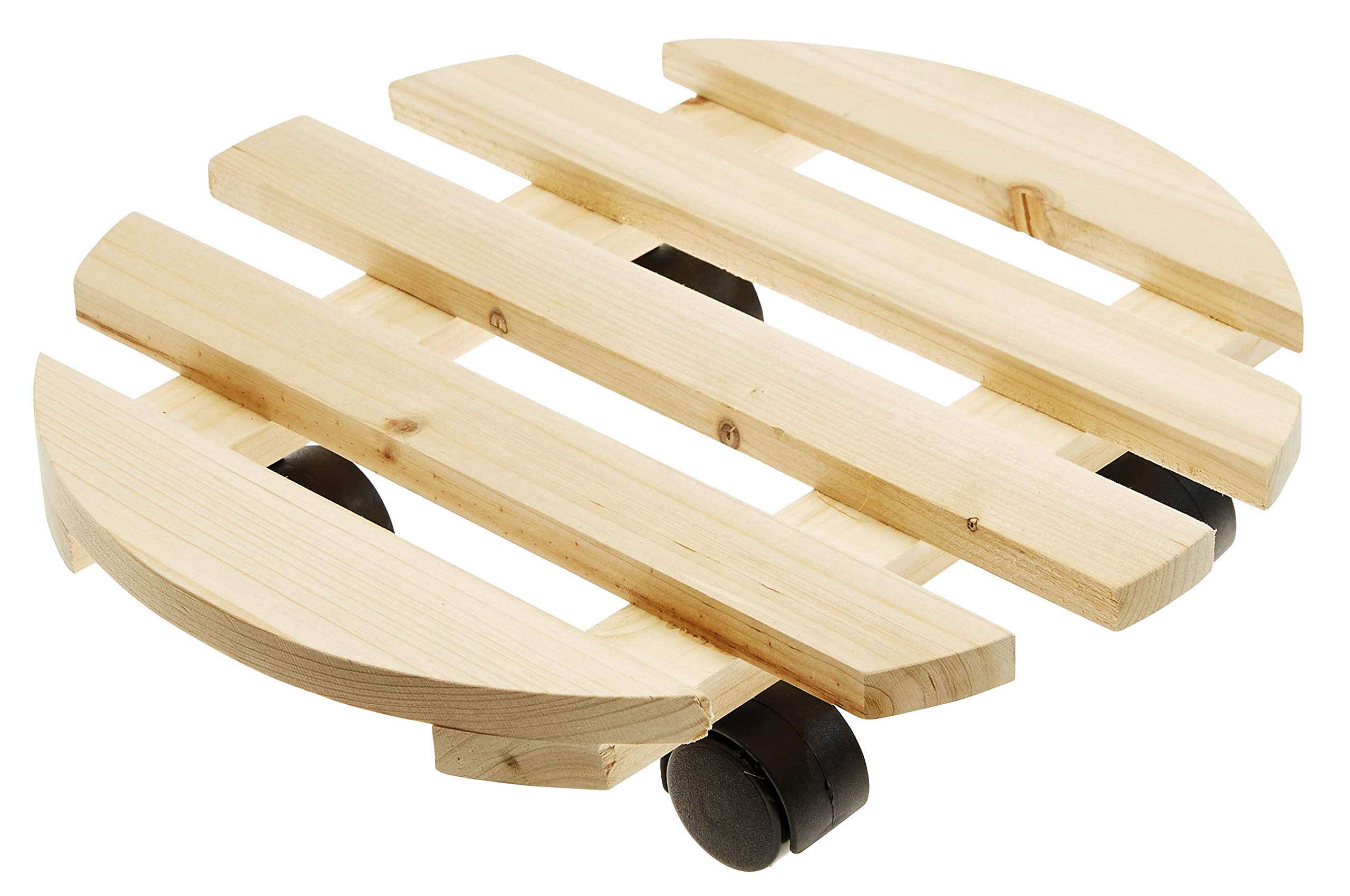 VERDEMAX cm 35 Round Wooden Trolley with 4 Wheels