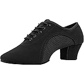 Linodes Women's Lace Up Breathable Practice Ballroom Shoes, Professional Latin Performance Dance Shoes, Split Sole