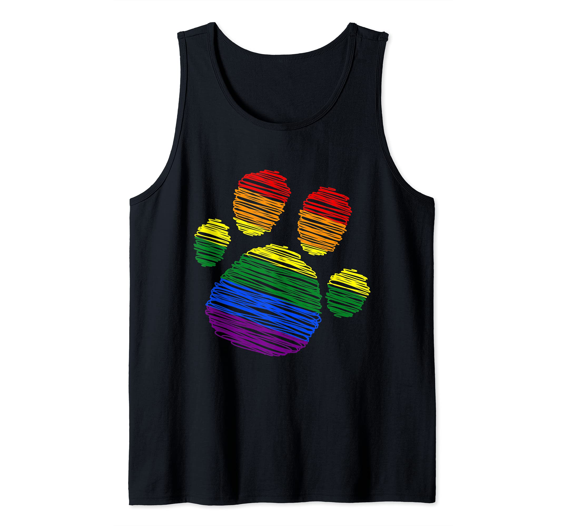 Dog Cat Paw Print Gay Pride LGBT Flag Awareness Funny Tank Top