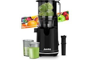 Aeitto Cold Press Juicer, Juicer Machines with 5.3" Extra Large Feed Chute, 1.7L Large Capacity, 250W Whole Fruit Juicer for Vegetable and Fruit, Easy to Clean with Brush, High Juice Yield, Black