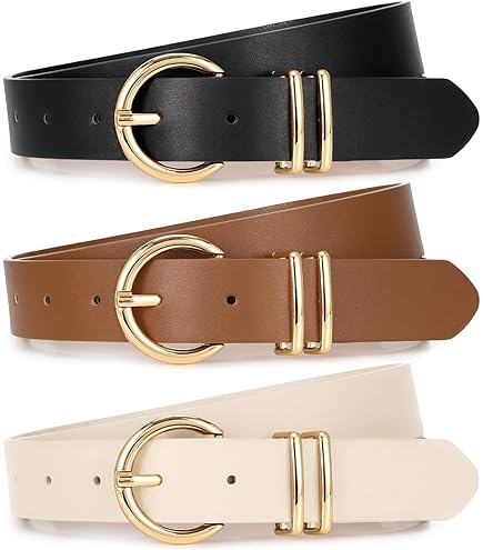 Women\'s Skinny Ratchet Belts 2 Pack - No-Holes Precision Fit, Easy-Release West Leathers Women main image 2