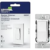 Leviton Decora Dimmer with Slide Bar and Rocker Switch, 15 Amp, DSL06-1LW, White