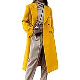 IDEALSANXUN Womens Long Wool Coats Fall Winter Double Breasted Trench Coat Peacoat