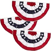 2x4 Ft 4th of July Decorations Memorial Day American flags Bunting Flags outdoor- Half Fan Banner Pleated Patriotic flag USA Flags 3-Pack