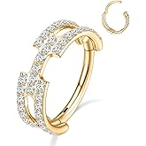 GAGABODY Seamless Nose Hoop Conch Piercing Jewelry Surgical Steel 16 Gauge Earring CZ Cartilage Earrings Hoops Hinged Nose Rings Helix Piercing