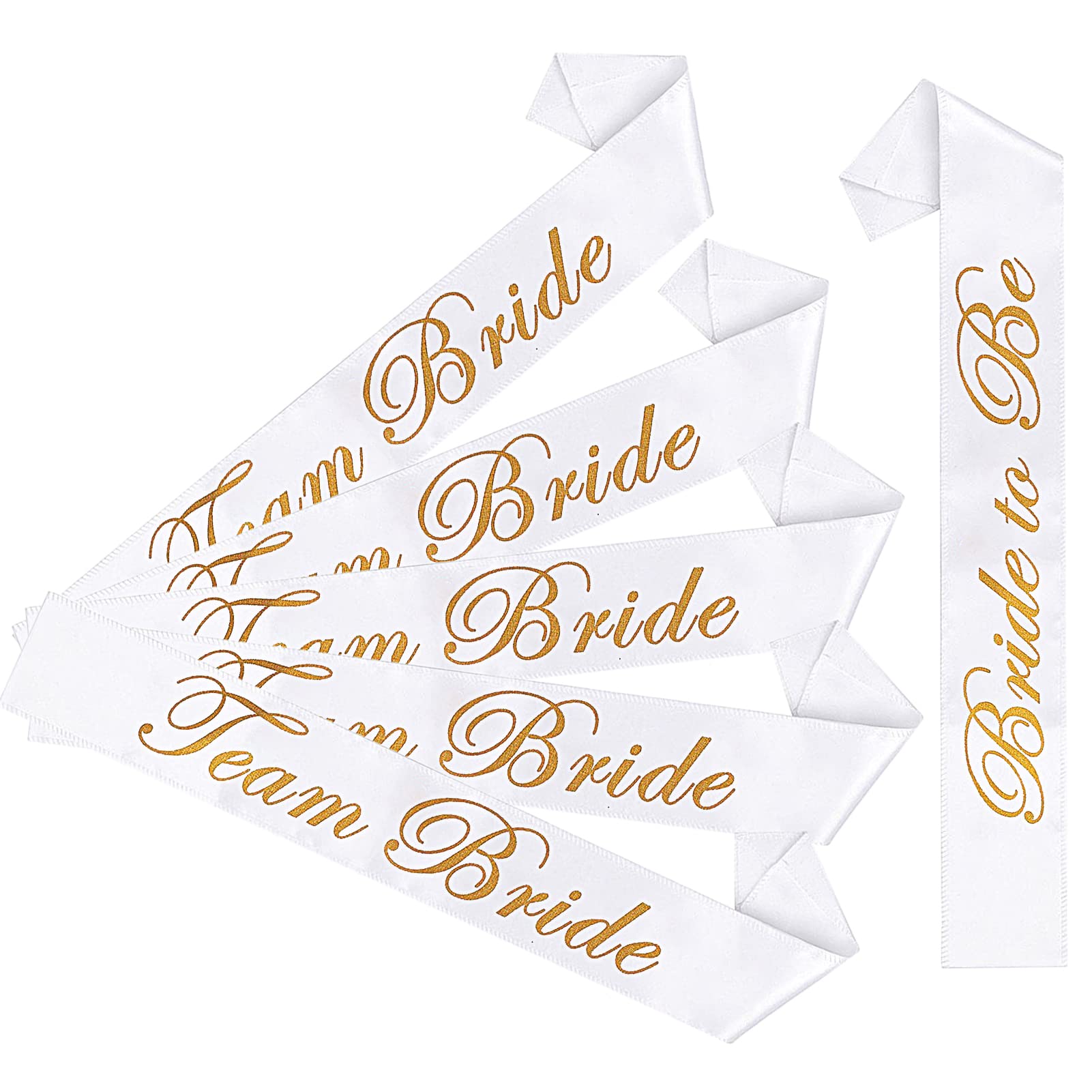Karjiaja 6 PCS Team Bride Sashes White Hen Party Sashes Bride Tribe Sash Bride To Be Sash Satin Hen Do Sash Bridesmaid Sashes Bachelorette Sashes for Hen Night Party Wedding Bridal Shower Night Out