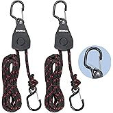 2PCS Kayak Rope Tie Down Ratchet Straps 3/8" ×12' Bow and Stern Tie Down Kayak with Safety S Hook Heavy Duty Ratchet Rope Kayak and Canoe Accessories Black