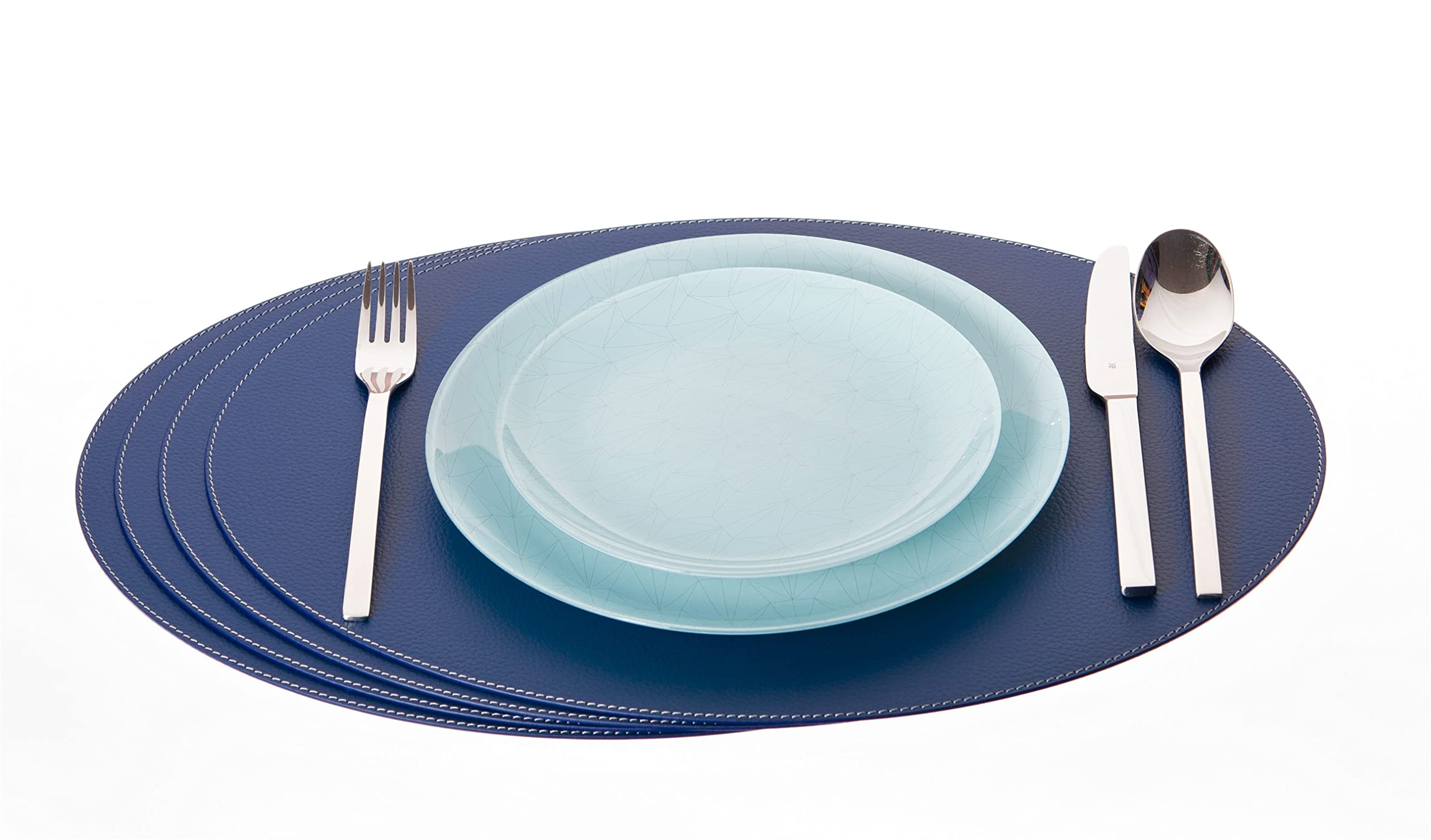 New Nikalaz Set of Oval Placemats, 4 table mats, place mats 45.7 x 33.02 cm (Blue)