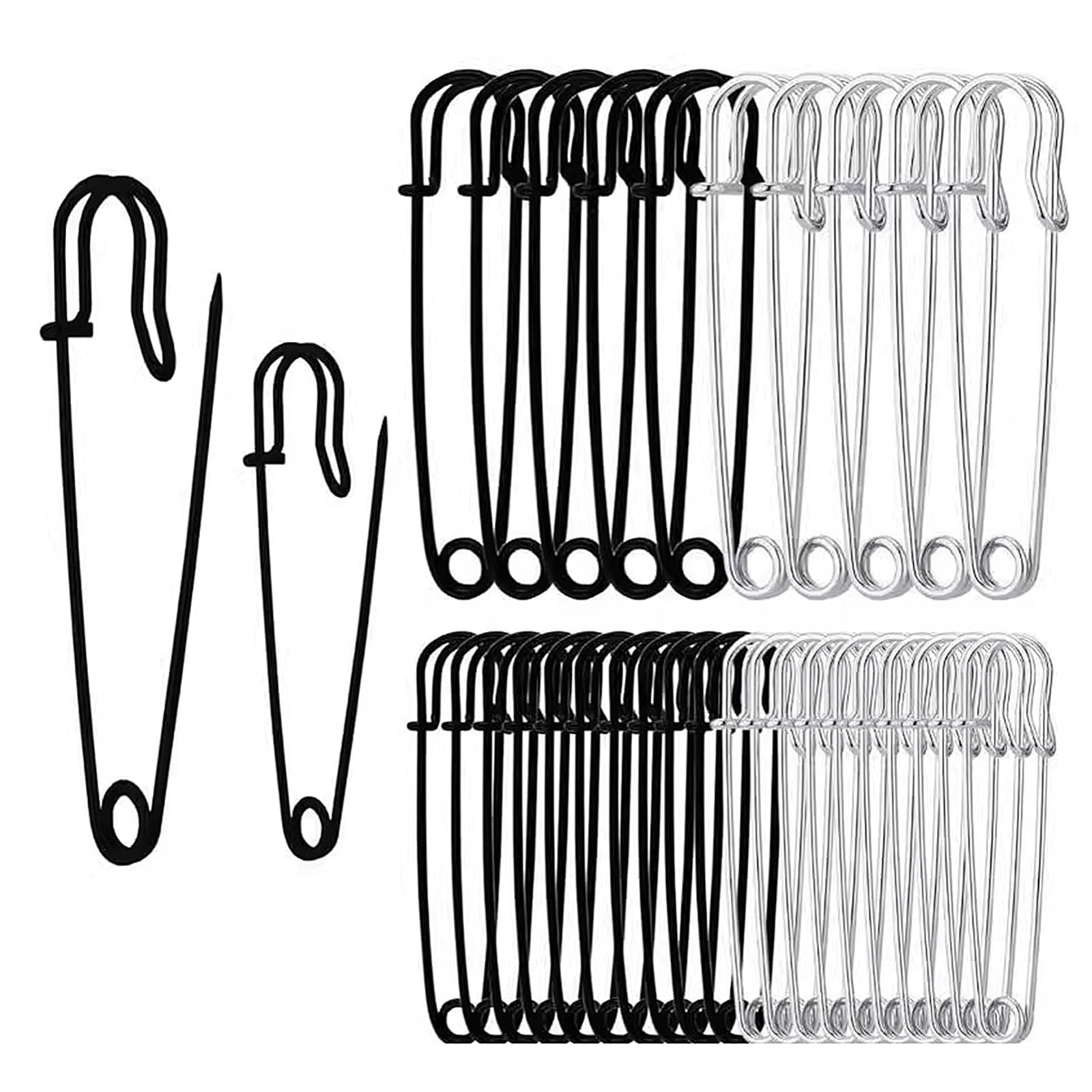 FF34 10Pcs 4 inch 10cm Extra Large Safety Pins Metal Heavy Duty Blanket Pins for Jewelry Crafts (Black)
