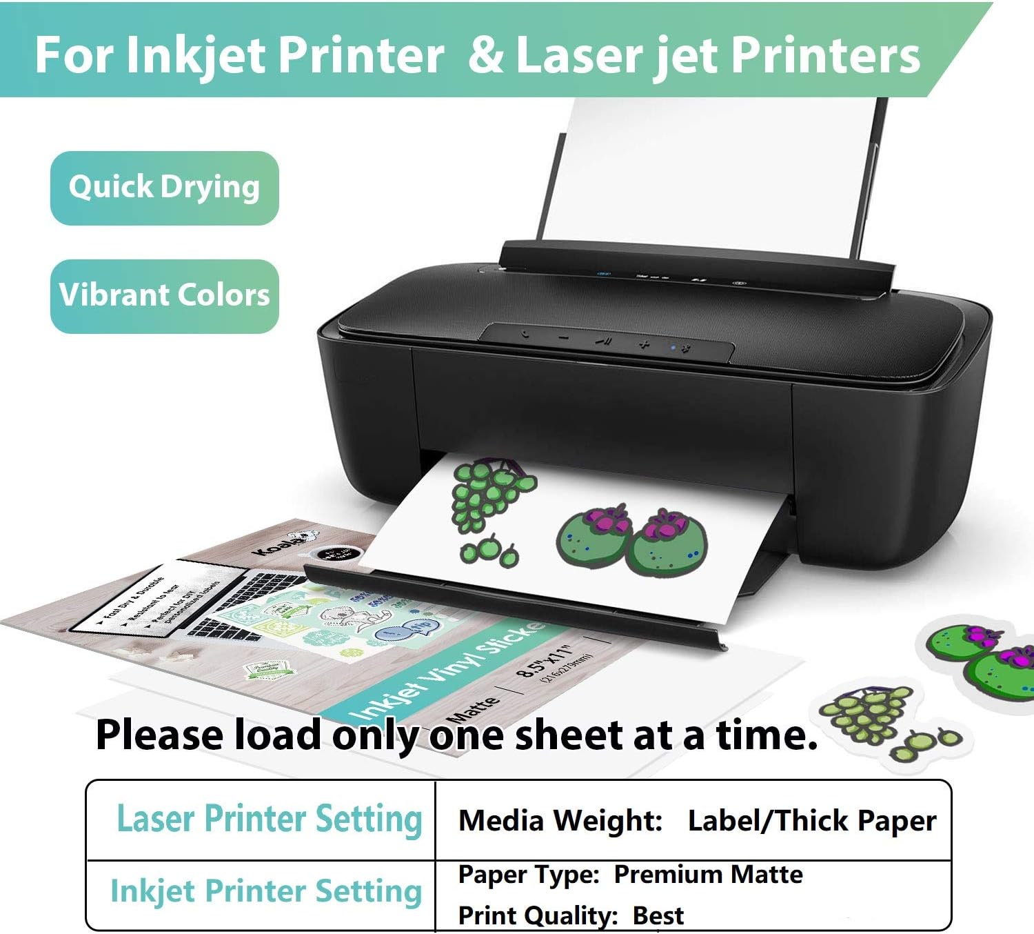 waterproof printable inkjet glossy vinyl sticker paper 16 sheets decal koala diy printer paper home garden printer ink toner paper