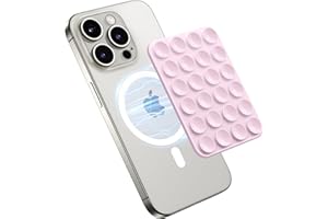 GONEZ Magnetic Suction Cup Phone Mount, Hands-Free Silicone Grip Holder, Compatible with iPhone MagSafe & Most Cases, Mirror/