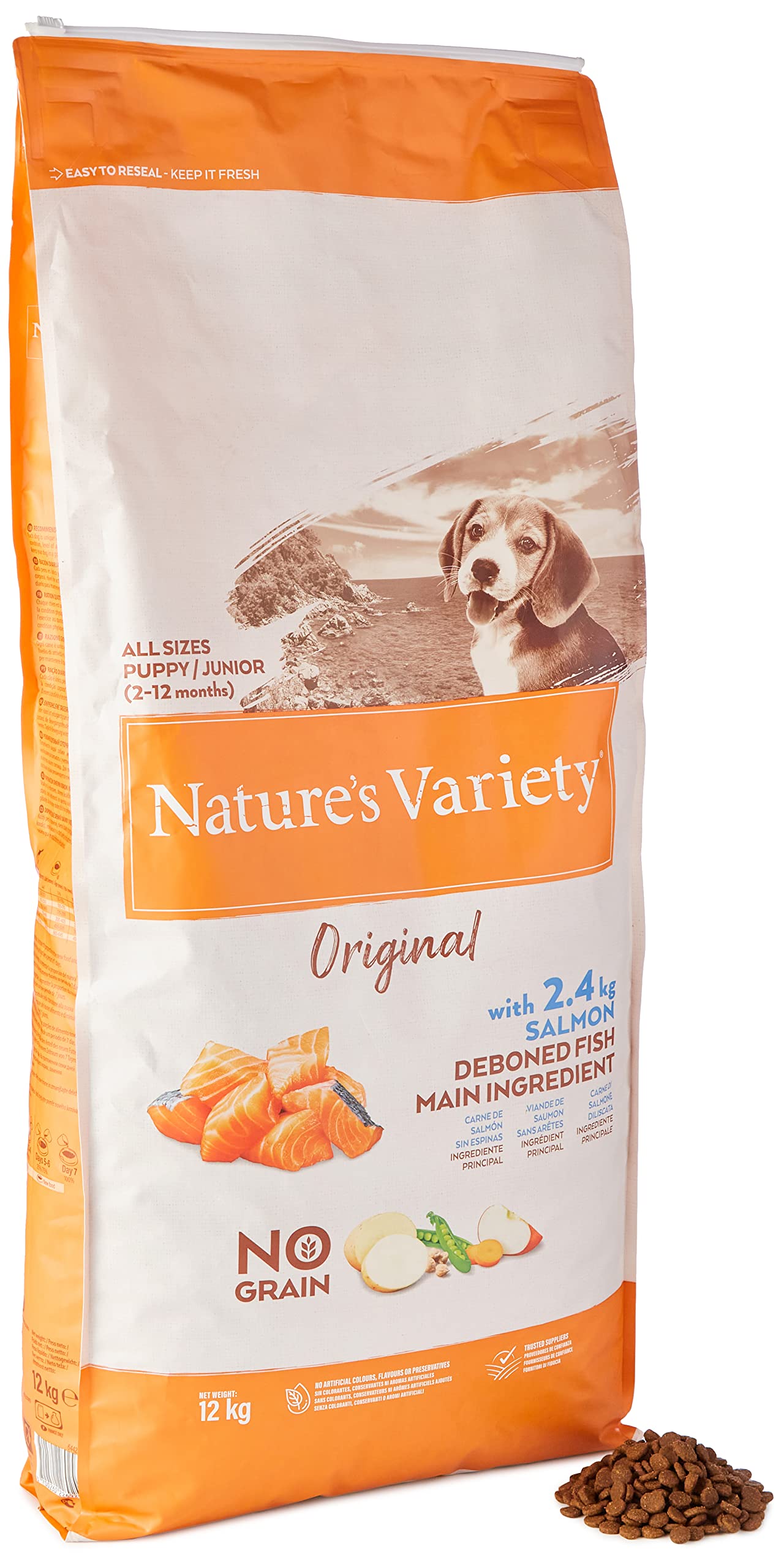 True Instinct No Grain – Nature's Variety – Grain Free Dog Food for Junior Medium-Maxi with Salmon – 12 kg