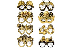 Palumma 8 Pcs Funny Birthday Glasses Black Gold Party Decorations for Photo Props