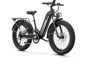 Aipas M1 Pro Electric Bike, 1800W Peak Motor Electric Bike for Adults, 48V 17.5Ah, 26'' x 4.0'' Fat Tire Electric Mountain Bike, Ebike with 85 Miles, 36MPH, 7 Speed 110Nm and Dual Suspension