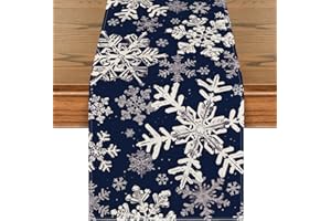 Artoid Mode Navy Blue Snowflakes Christmas Table Runner, Seasonal Winter Holiday Kitchen Dining Table Decoration for Home Party Decor 13x72 Inch