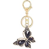 Dreuyet Rhinestone Butterfly Keychain for Women, Cute Crystal Diamond Butterfly Key Chain Bag Purse Charms Accessory