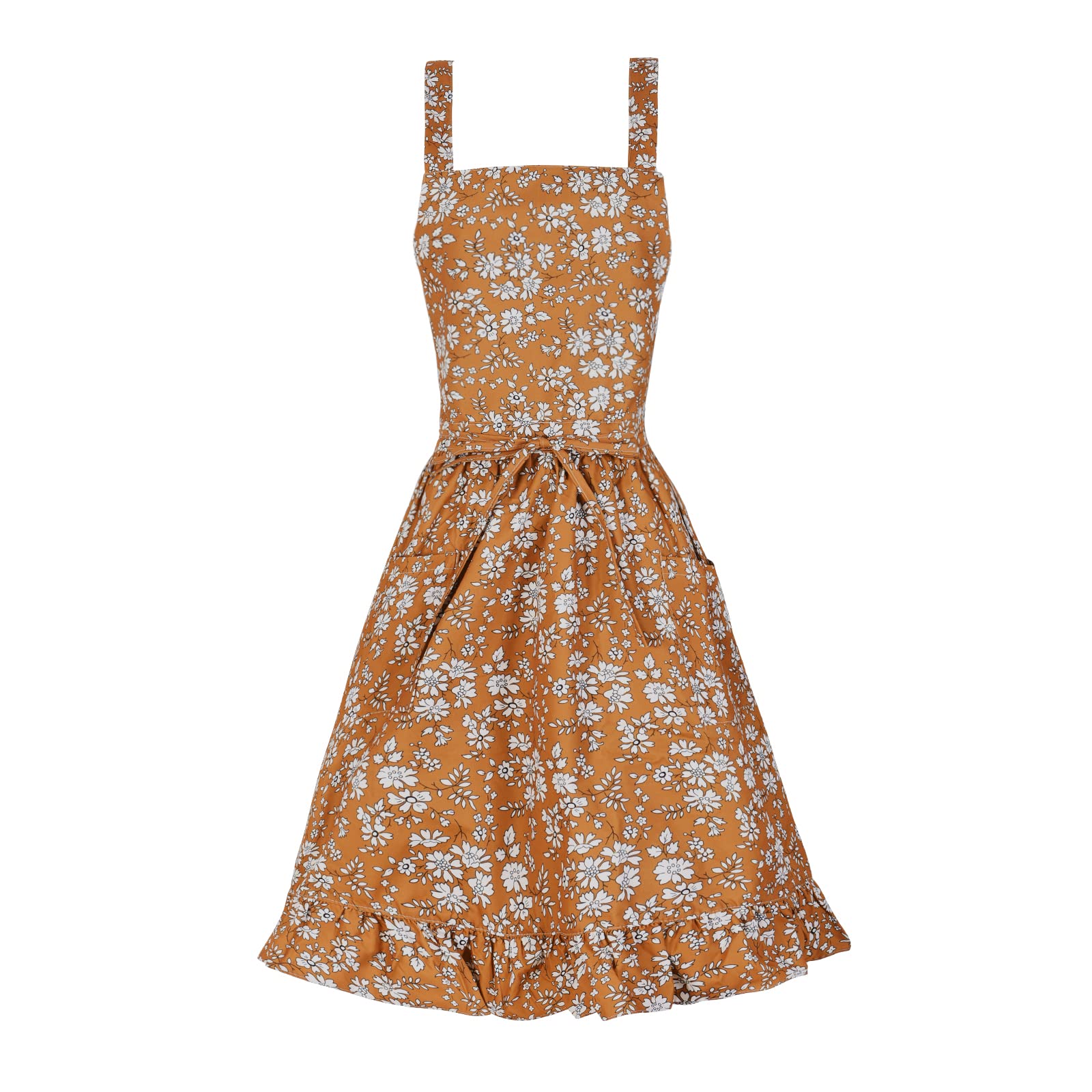 Vintage Pinafore Apron Dress for Women with Pockets Cute