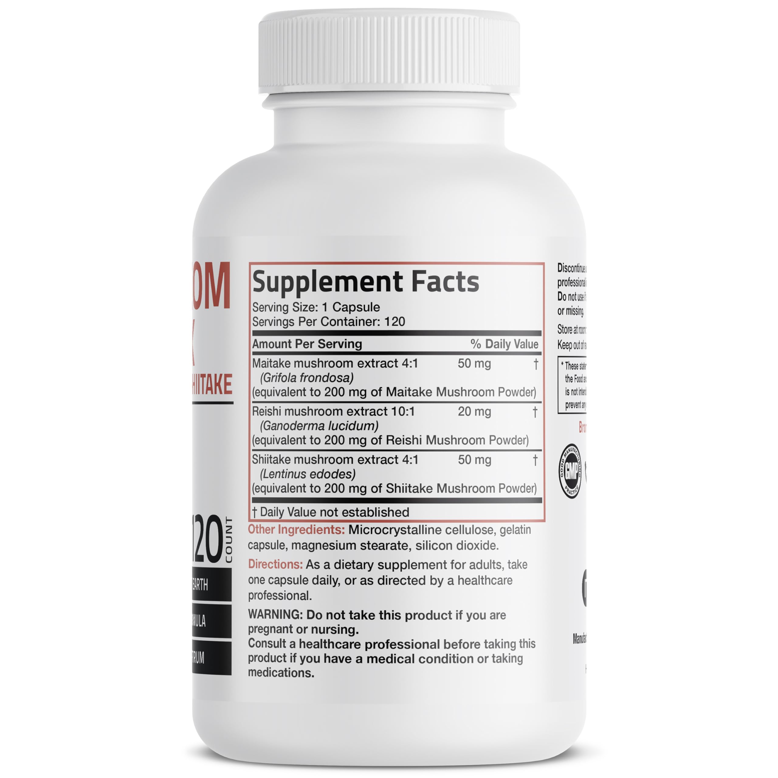 Triple Mushroom Complex - Maitake - Reishi - Shiitake - Powerful Antioxidant and Immune System Booster - Full Spectrum Mushroom Complex - 600 mg Capsules - 120 Count