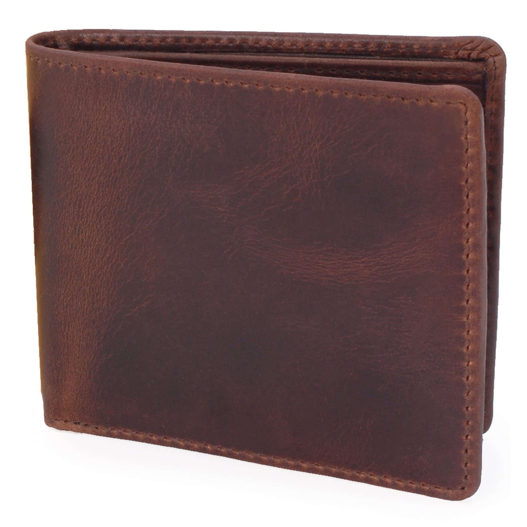 Bucklestone - Men's Small Bifold Leather Wallet - RFID Protected - 10 Credit Card Slots and Notes Section - Gift Boxed - Oxford - Brown