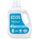 ECOS Laundry Detergent Liquid, 100 Loads - Dermatologist Tested Laundry Soap - Hypoallergenic, EPA Safer Choice Certified, Plant-Powered - Free &amp; Clear, 100 Fl Oz