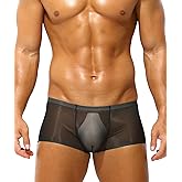PAIZH Mens Sexy See Through Boxer Briefs Ice Silk Trunks Underwear Ultra Thin Soft Sheer Bulge Pouch Boxer Shorts