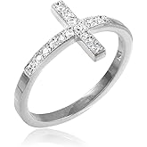 10k White Gold CZ Sideways Cross Ring (6)