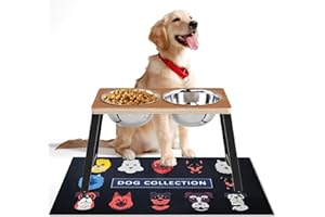 TIDANT Elevated Dog Bowls for Large Dogs with Spill Proof Mat, Raised Dog Bowl Stand with 2 Stainless Steel Bowls - 1700 ML Capacity 11.2" Tall, Food & Water Bowls for Large Sized Dog