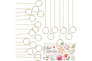 Rimoev 40 Pcs Floral Card Holder Picks, 12 Inch Round Picture Holders, Photo Holder Pick Stick, Gold Floral Place Card Holder, Floral Picks Clips, Photo Picture Holder for Weddin