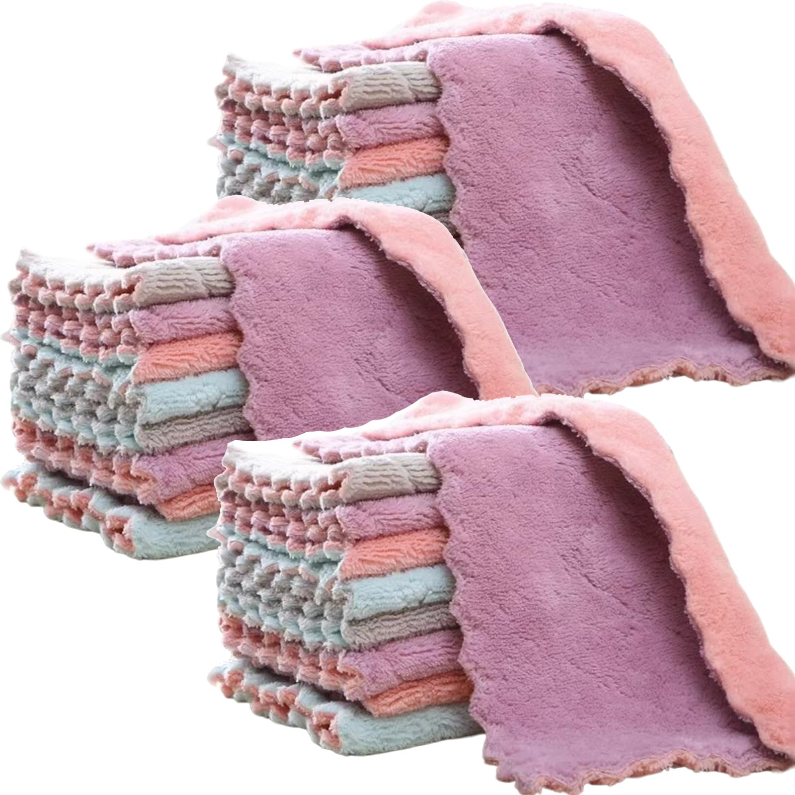 Photo 1 of 24 Pack Kitchen Cloth, Microfiber Dish Towels Washcloths, Super Absorbent Coral Velvet Dishtowels, Premium Cleaning Cloths,Non-Stick Oil Quick Dry Dish Towels, Soft Tea Towels, Table Cleaning Cloths.