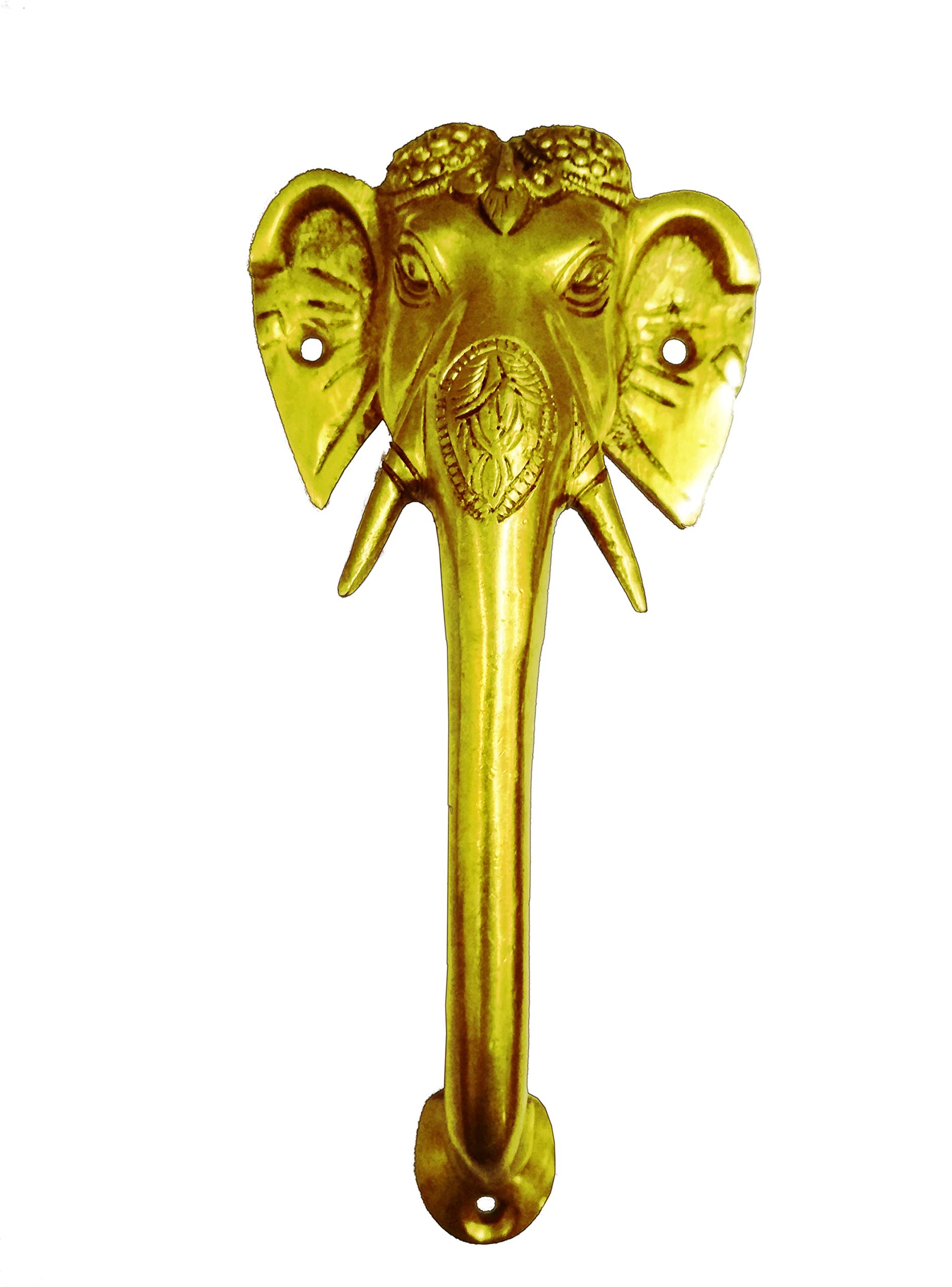 Purpledip Brass Handle: Elephant Shape Vintage Design Grip for Doors, Windows Or Cupboards (11021)